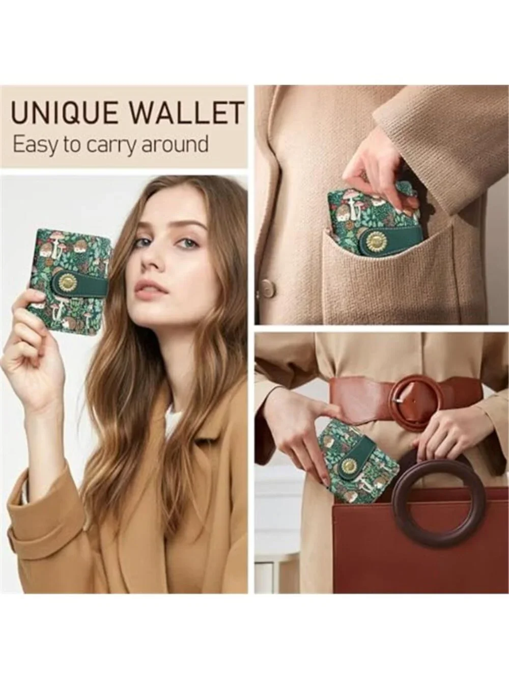 Womens RFID Bifold Wallet Vegan Leather Card Holder Coin Purse Cute Hedgehog